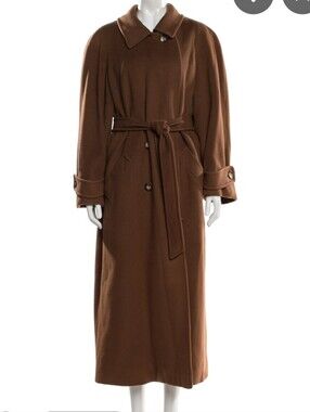 Regency Cashmere Women’s Long BeltedMaxi Dress Coat in Brown